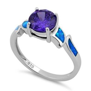 Sterling Silver Amethyst & Australian Opal Ring